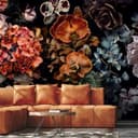 Fotomural Dark Floral Naturaleza muerta con orquídeas, hortensias y peonías 2,7 x 4,24 m