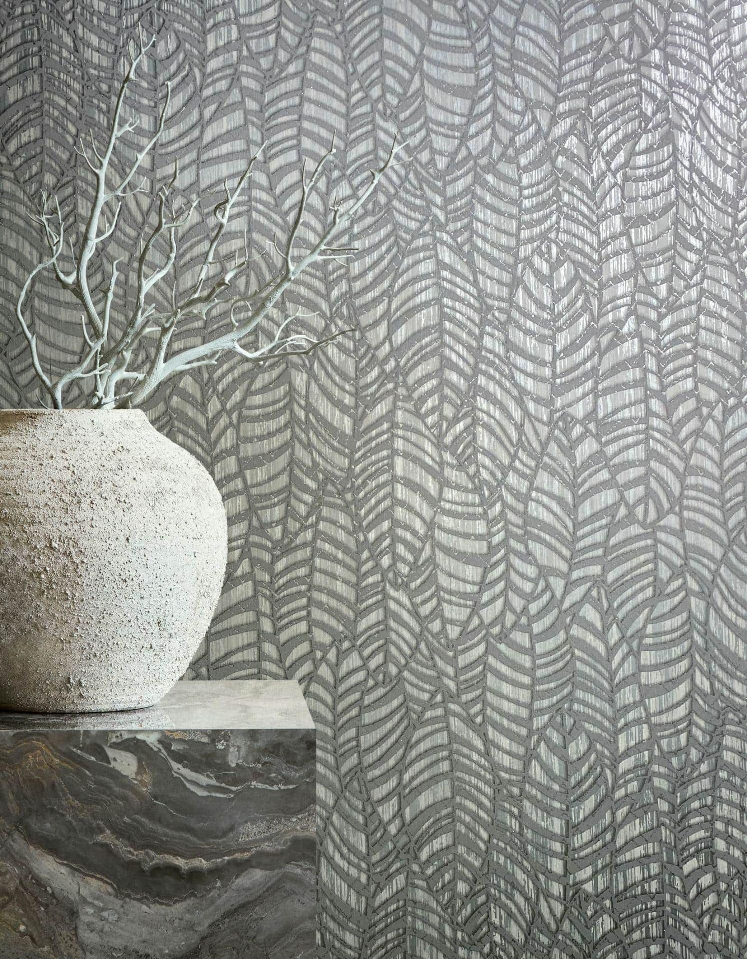 Papel pintado no tejido gráfico moderno en gris 