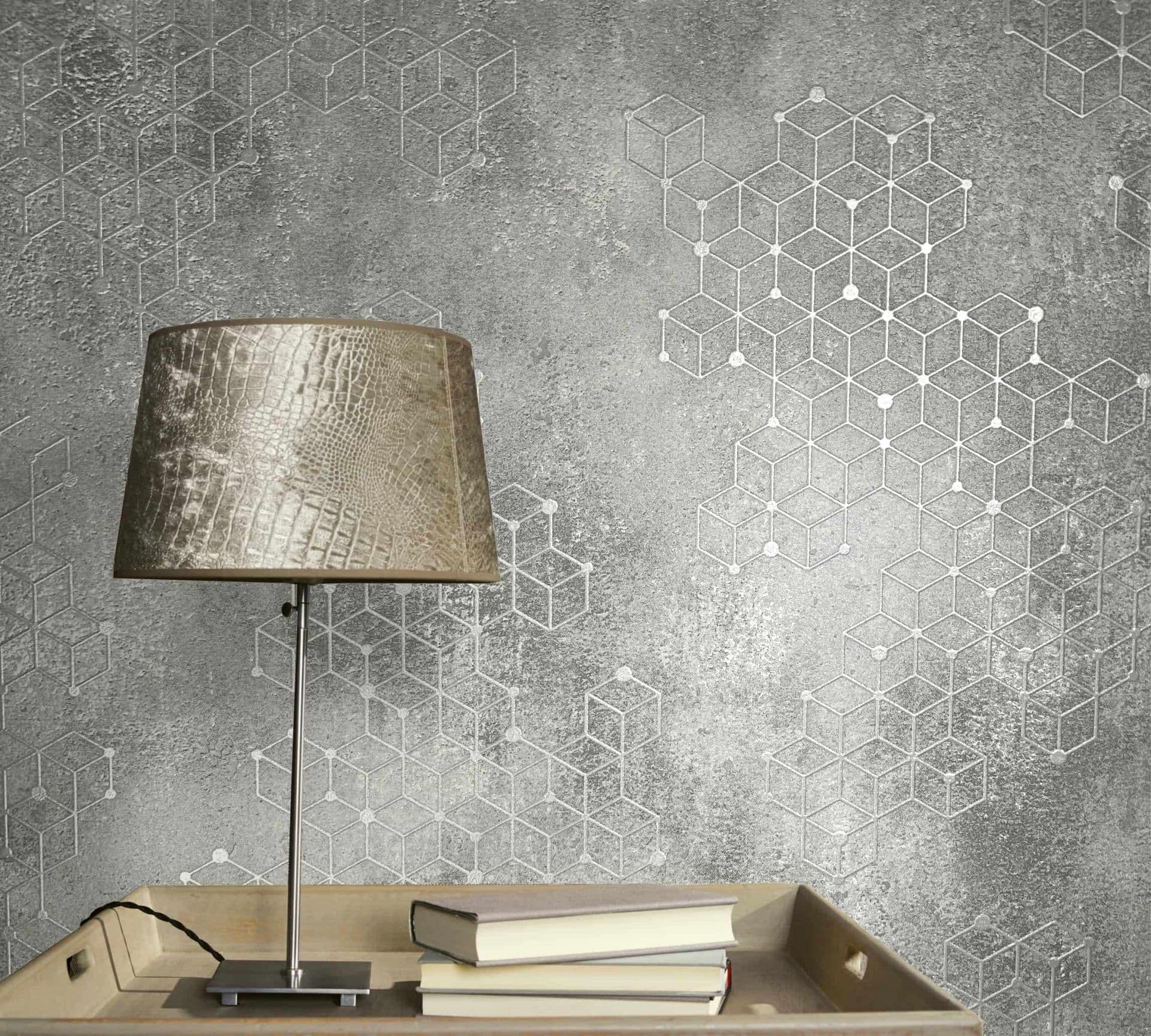 Papel pintado no tejido gráfico moderno en gris 