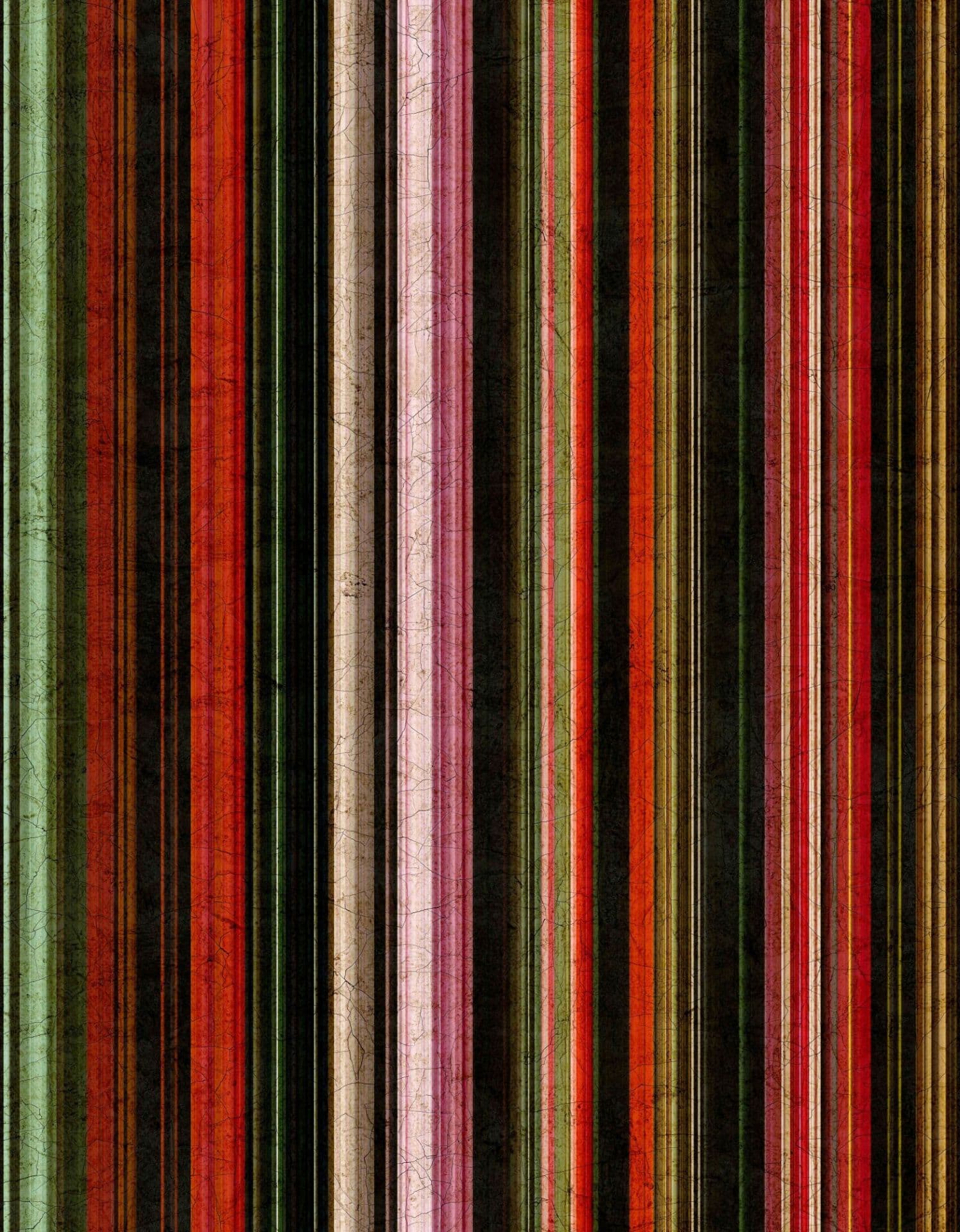 Fotomurale motivo papel pintado vintage rayas en rojo verde negro con textura pátina 3,4 x 2,65 m