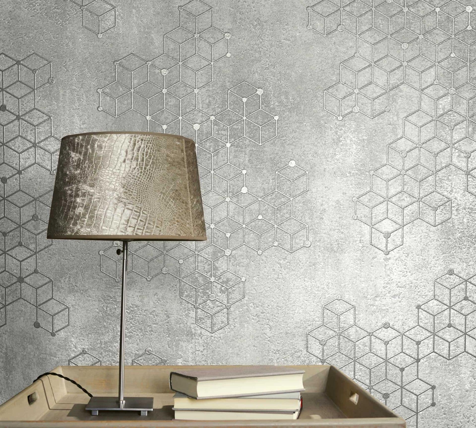 Papel pintado no tejido gráfico moderno en gris 