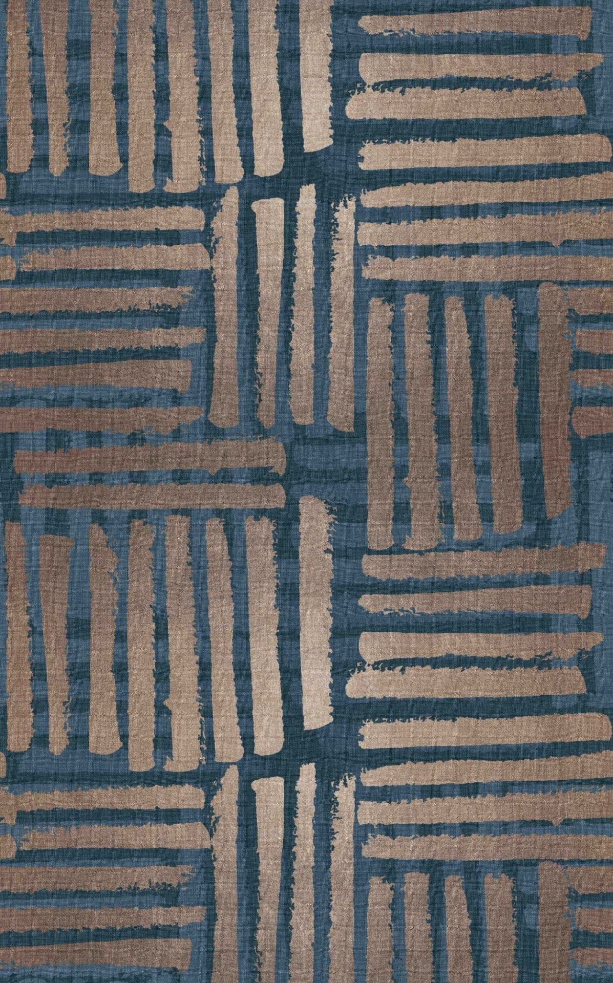 Fotomurale Rayas abstractas en azul y beige con aspecto de pincel 3,4 x 2,12 m