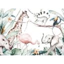 Papel pintado Animales SafariFriends blanco verde - Papel pintado no tejido Designwalls 2 - 2,55 x 3,5 m