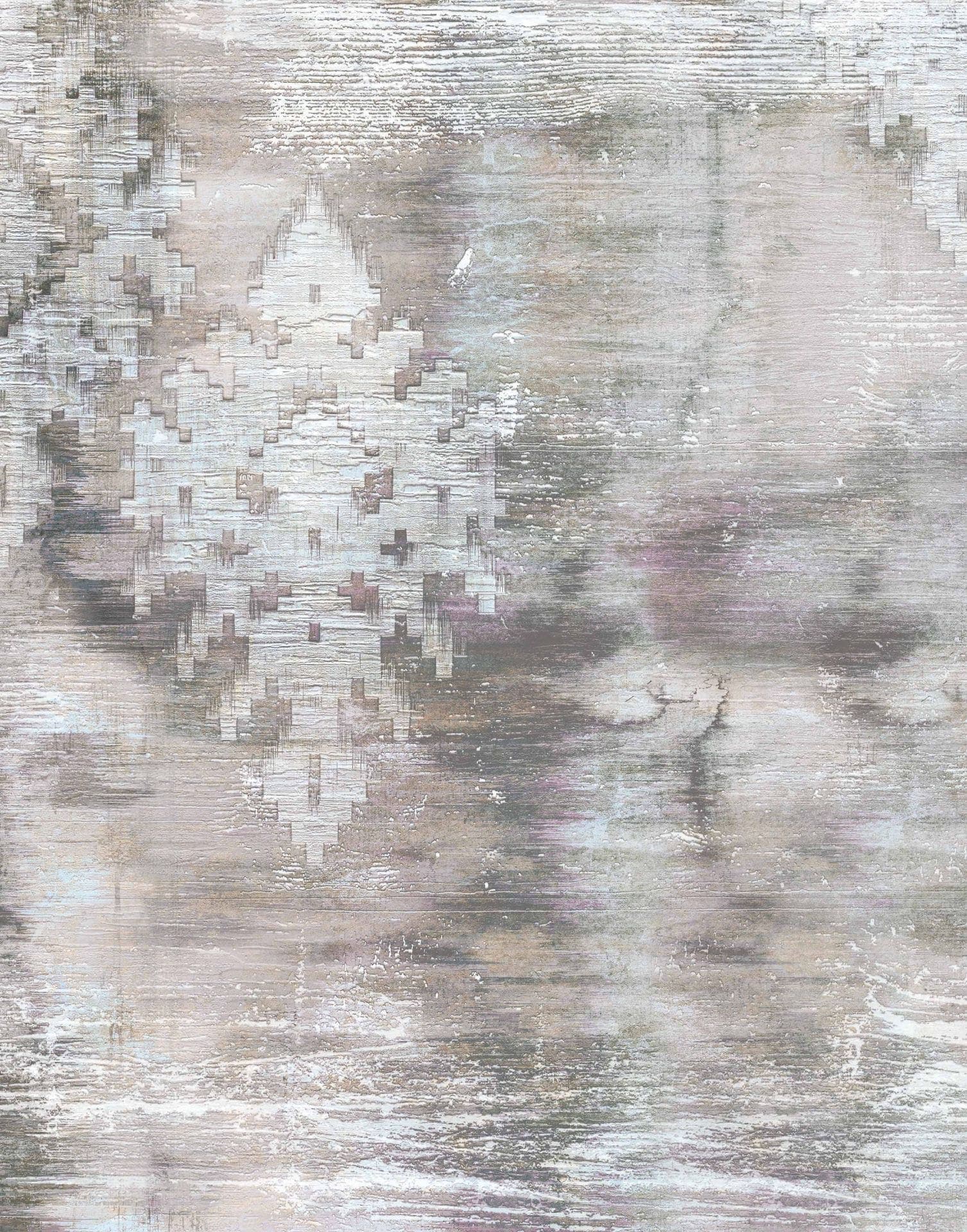 Fotomurale con motivo textura abstracta con Muestra ornamental en beige grisáceo 2,7 x 2,12 m