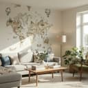 Papel pintado mapamundi gráfico niños, Papel pintado no tejido clásico mate en beige 2,70 x 1,59 m