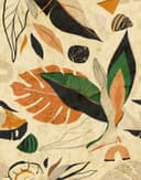 Fotomurale Hojas abstractas en terracota negro y verde en estilo boho 2,7 x 2,12 m