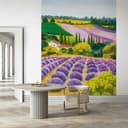 Fotomural paisaje gráfico naturaleza mate en morado para salón 2,70 x 2,12m