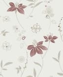 Papel pintado romántico floral en blanco 