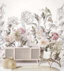 Fotomurale con motivo dibujo flor vintage en gris rosado 2,7 x 2,65 m