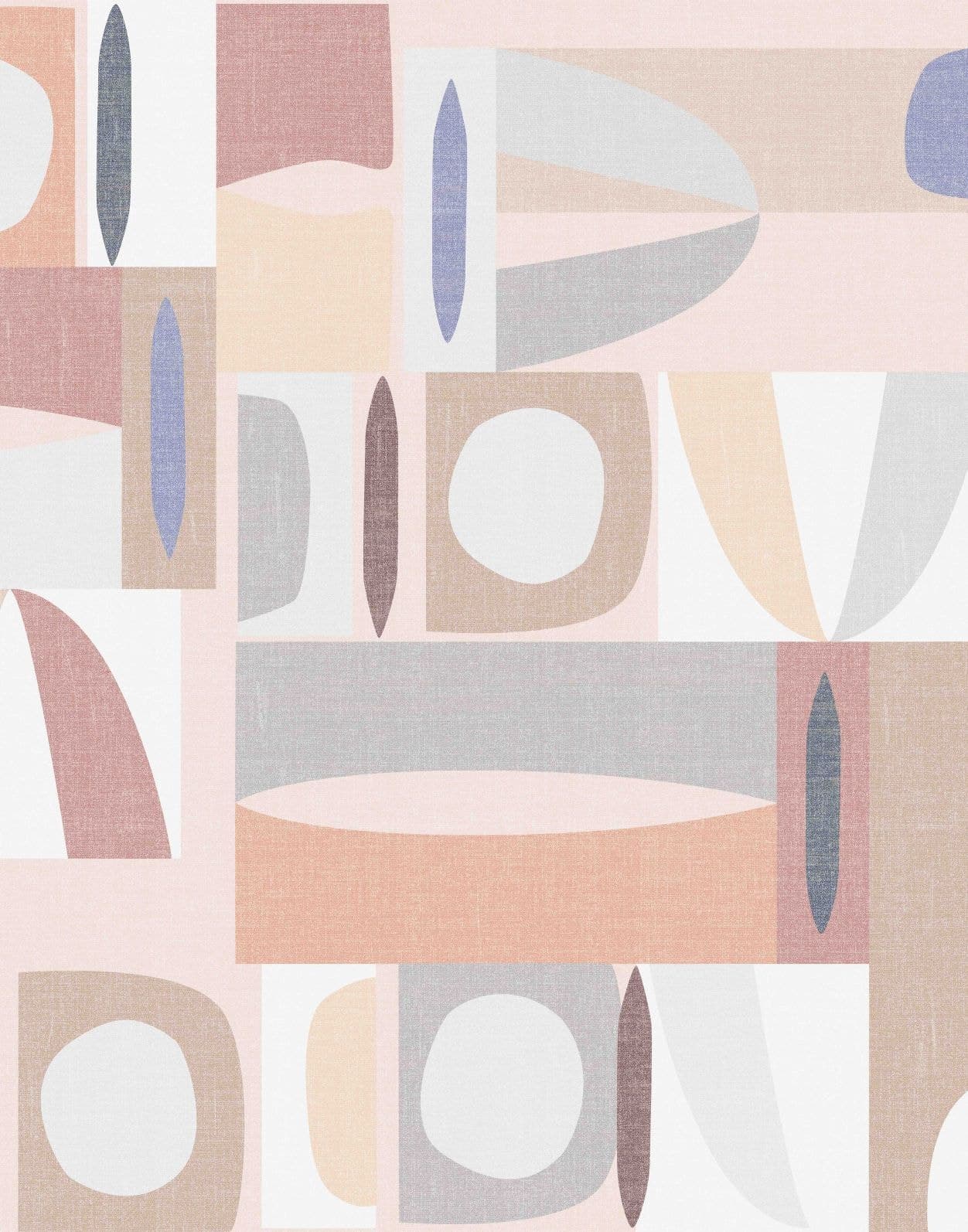 Fotomural Abstracto Geometría de mediados de siglo en beige, rosa y azul 2,7 x 2,12 m