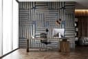 Fotomurale Rayas abstractas en azul y beige con aspecto de pincel 3,4 x 2,12 m