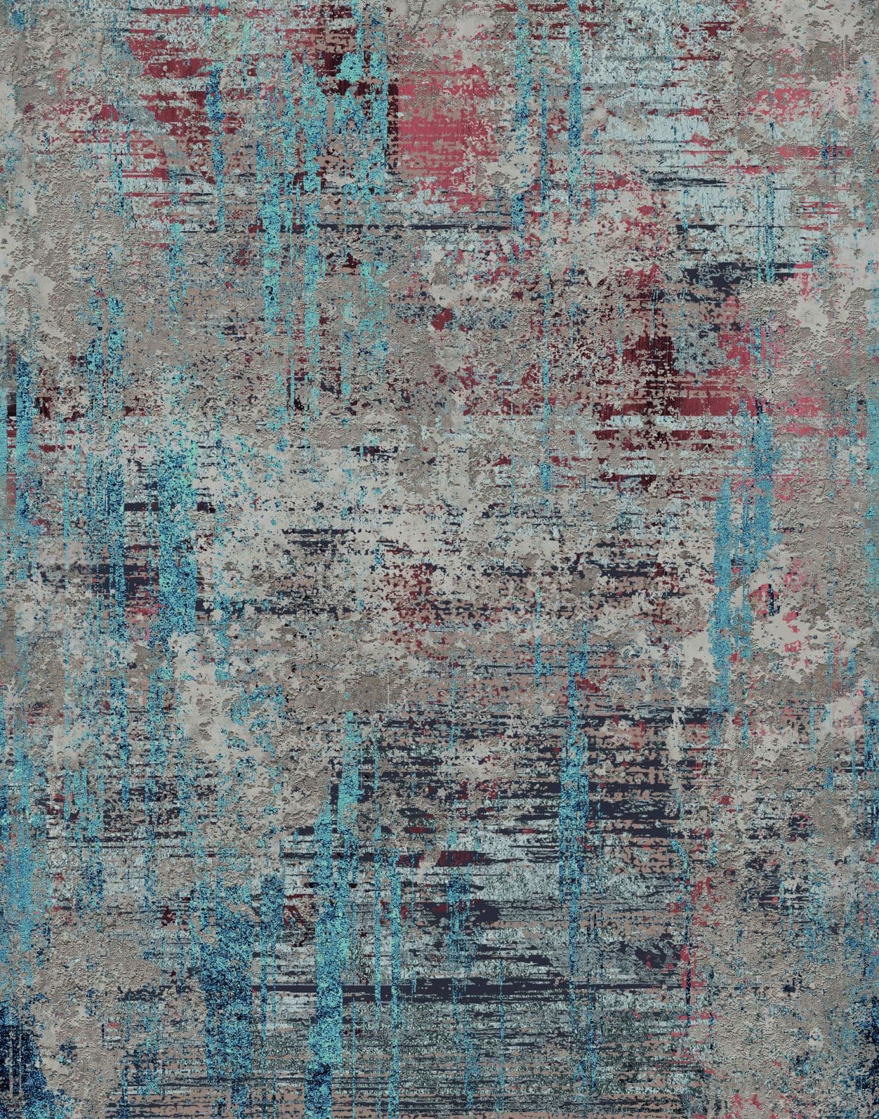 Fotomurale Abstracto aspecto hormigón en gris con azul y rojo óxido en usado 2,7 x 2,12 m