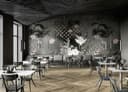 Fotomurale con motivo grulla con Muestra art deco y flores 2,7 x 2,12 m