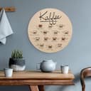 Cuadro de madera variedades de café - redondo