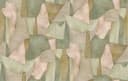 Fotomural con motivo Formas abstractas en verde salvia y beige con lino 2,7 x 4,24 m