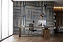 Fotomurale Graphic stripe pattern in blue and beige with texture 2.7 x 1.59 m