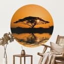 Vinilo decorativo África | Paisaje al atardecer - Redondo
