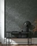 Papel pintado no tejido efecto piedra moderno, naturaleza en antracita 