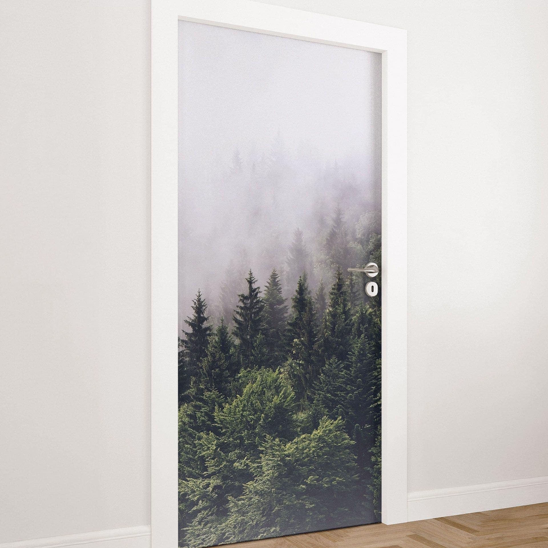 Vinilo para puertas Bosque Nublado - Decoración autoadhesiva para puertas