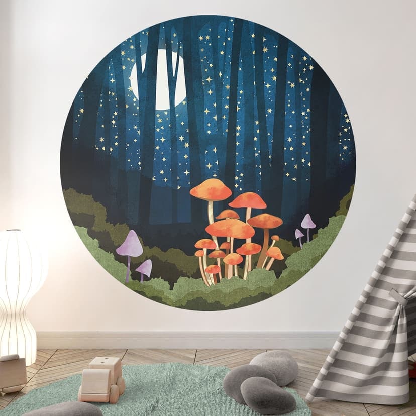 Vinilo decorativo Bosque y estrellas de noche - SpaceFrog Designs - Redondo