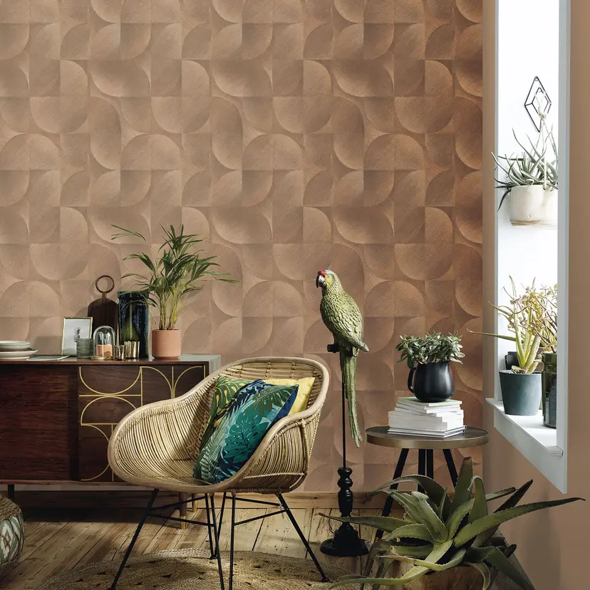 papel pintado 3D, papel pintado con motivos retro, papel pintado no tejido Erismann Martinique marrón