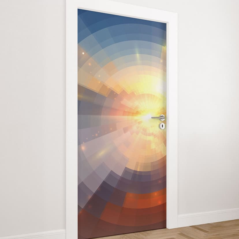 Puerta película puesta de sol en mosaico