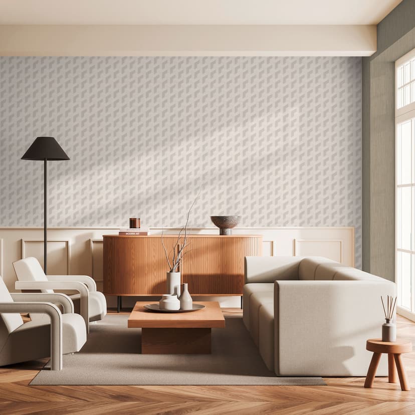papel pintado cubo 3D gris claro blanco - Papel pintado no tejido geométrico moderno