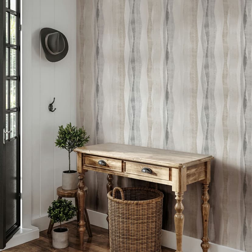 Papel pintado no tejido rayas gráfico moderno mate en gris