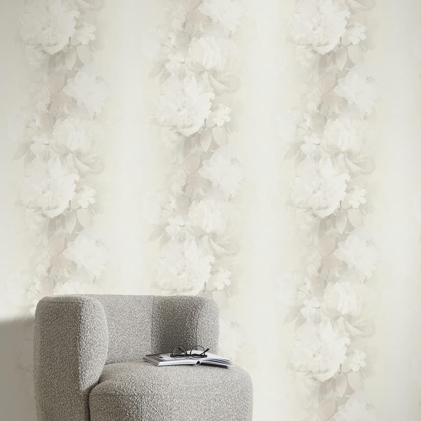 Papel pintado no tejido, Papel pintado motivo floral Aurora topo claro