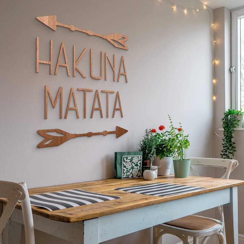 Letras de madera caoba Hakuna Matata con flechas
