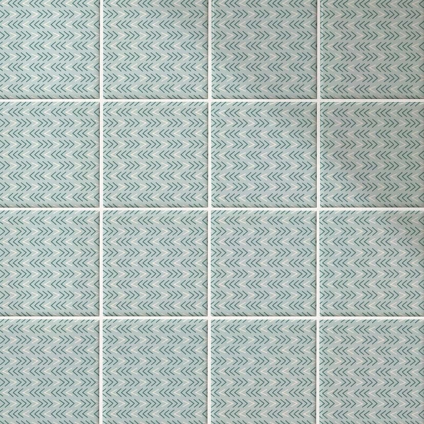 Azulejos Adhesivos Boho - espiga simple - azul-verde crema - lote de 12