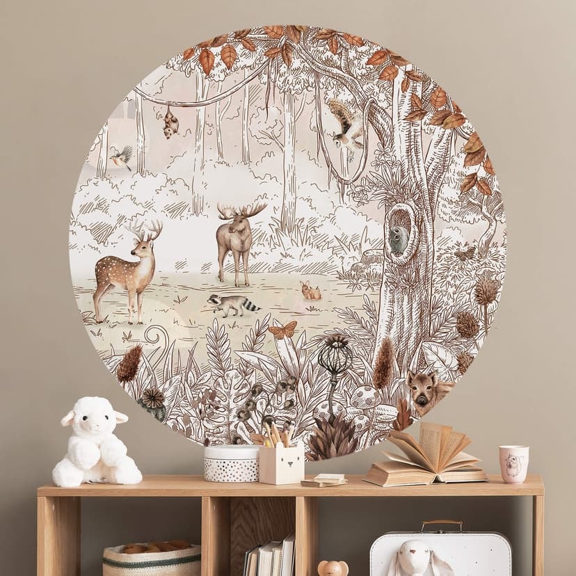 Vinilo decorativo Kikki Belle - Amigos del bosque otoño - Redondo