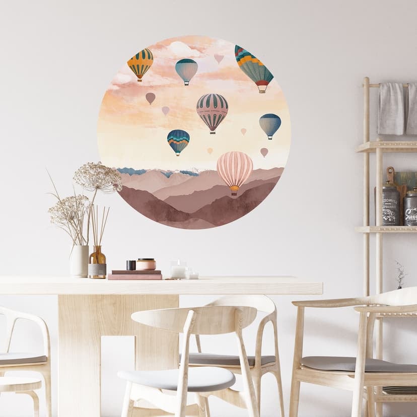Vinilo decorativo Alto con los globos aerostáticos - Goed Blauw - Redondo