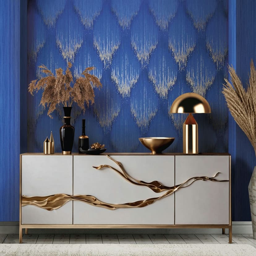 Papel pintado no tejido rayas moderno, clásico mate en azul