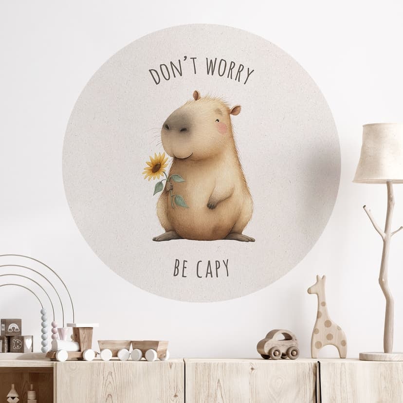 Vinilo decorativo de carpincho - Don't worry be capy - Redondo