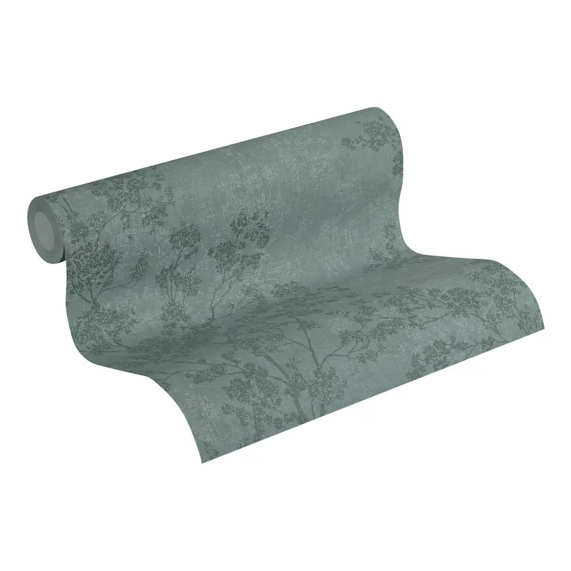 Papel pintado floral verde plantas moderno papel pintado no tejido verde oscuro dormitorio salón by A.S. Création