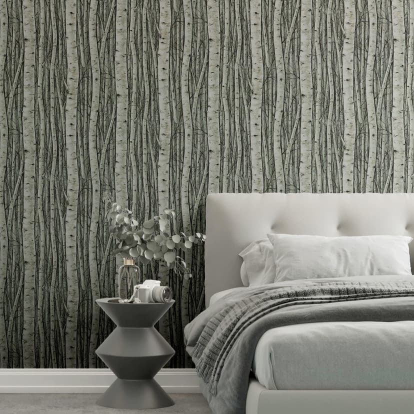 Papel pintado no tejido con bosques y hayas verdes florales