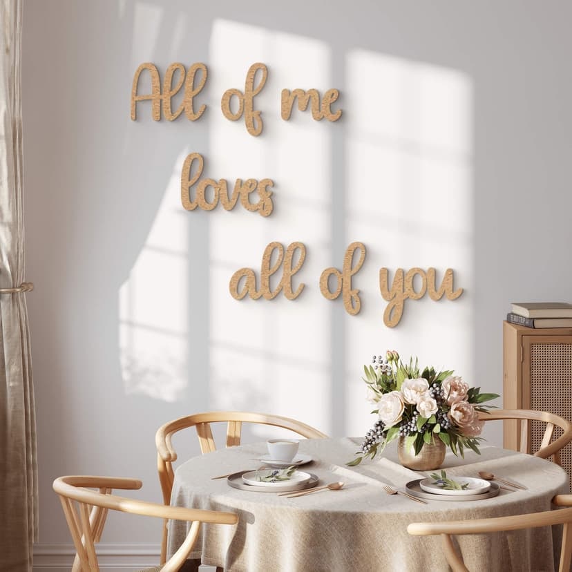 Decoración en madera 3D lettering All of me loves all of you - MDF nature