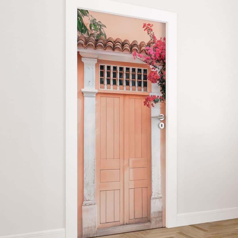 Lámina para puerta fachada color melocotón en Sudamérica - Hugonnard - Decoración autoadhesiva para