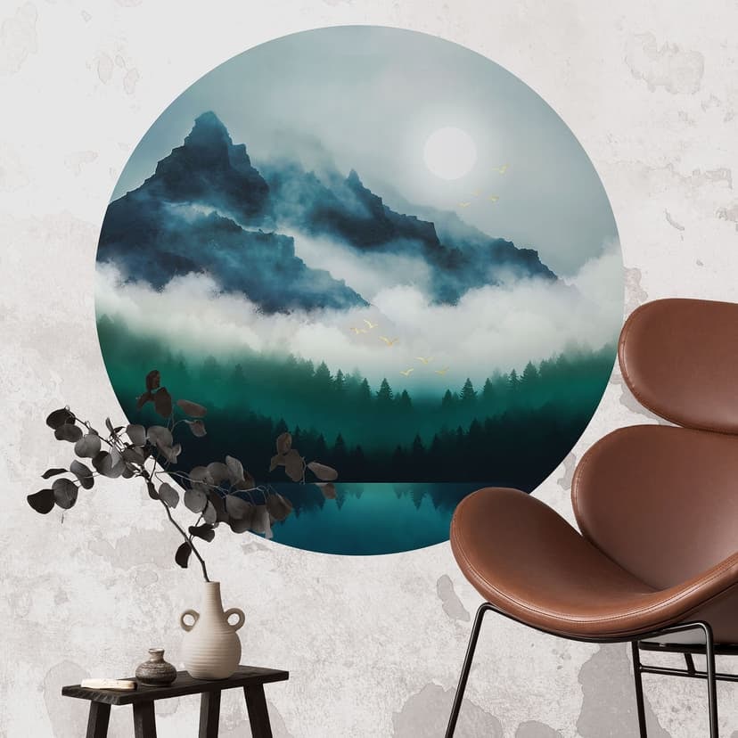 Vinilo decorativo Paisaje brumoso de noche - SpaceFrog Designs - Redondo