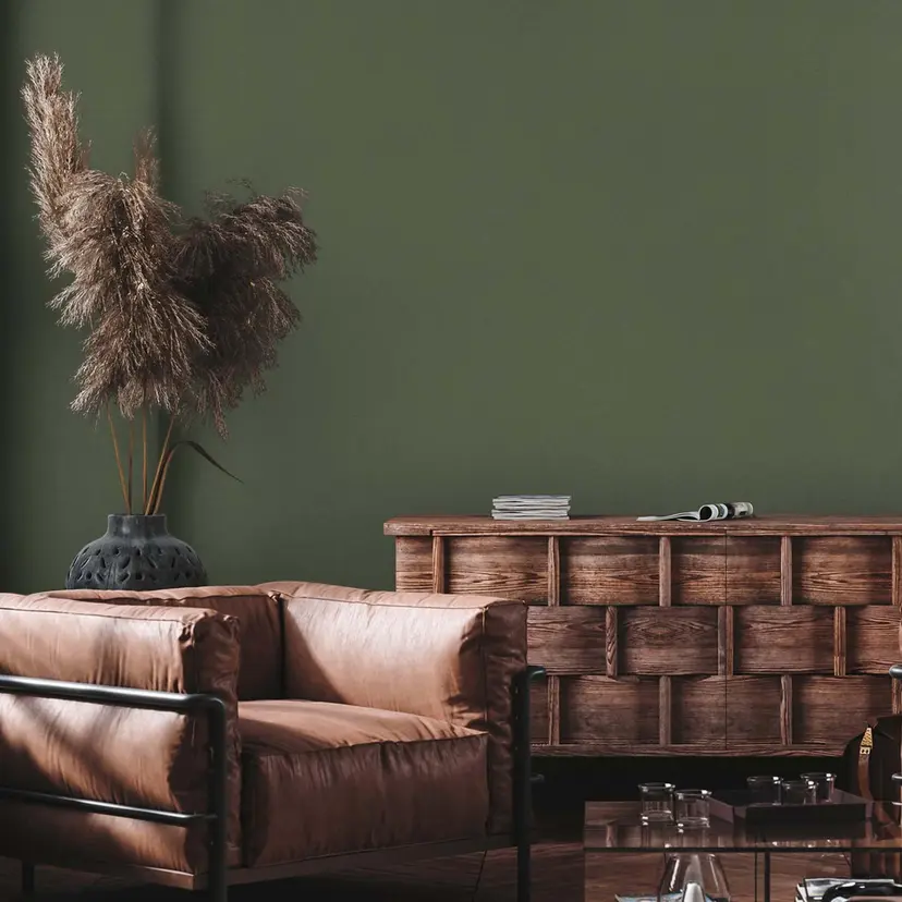 Papel pintado verde no tejido moderno verde oscuro para salón, dormitorio, cocina