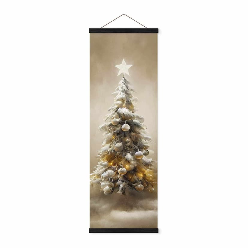 Póster de tela Árbol de Navidad dorado - Treechild - Panorama