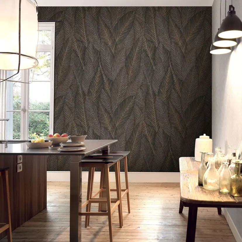 Erismann Martinique marrón, papel pintado con hojas, pegar la pared, papel pintado no tejido