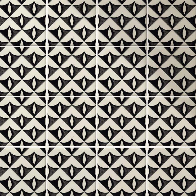Azulejos Adhesivos Adornos geométricos en negro-beige - Treechild - lote de 12