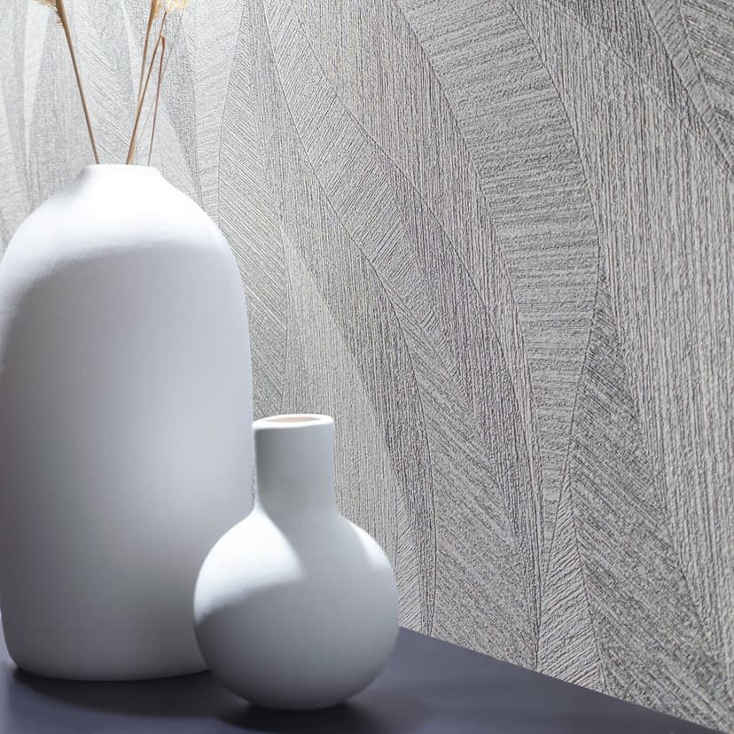 Papel pintado no tejido de aspecto ondulado artístico y ondulado gris