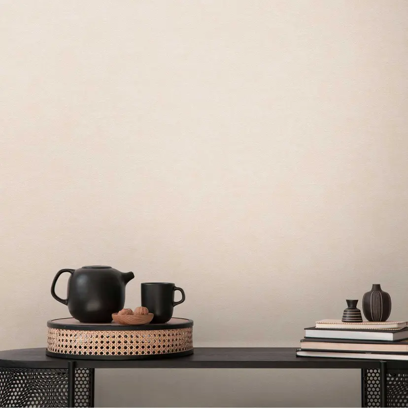 Papel pintado no tejido con textura y aspecto de lino beige: sutil, moderno y atemporal