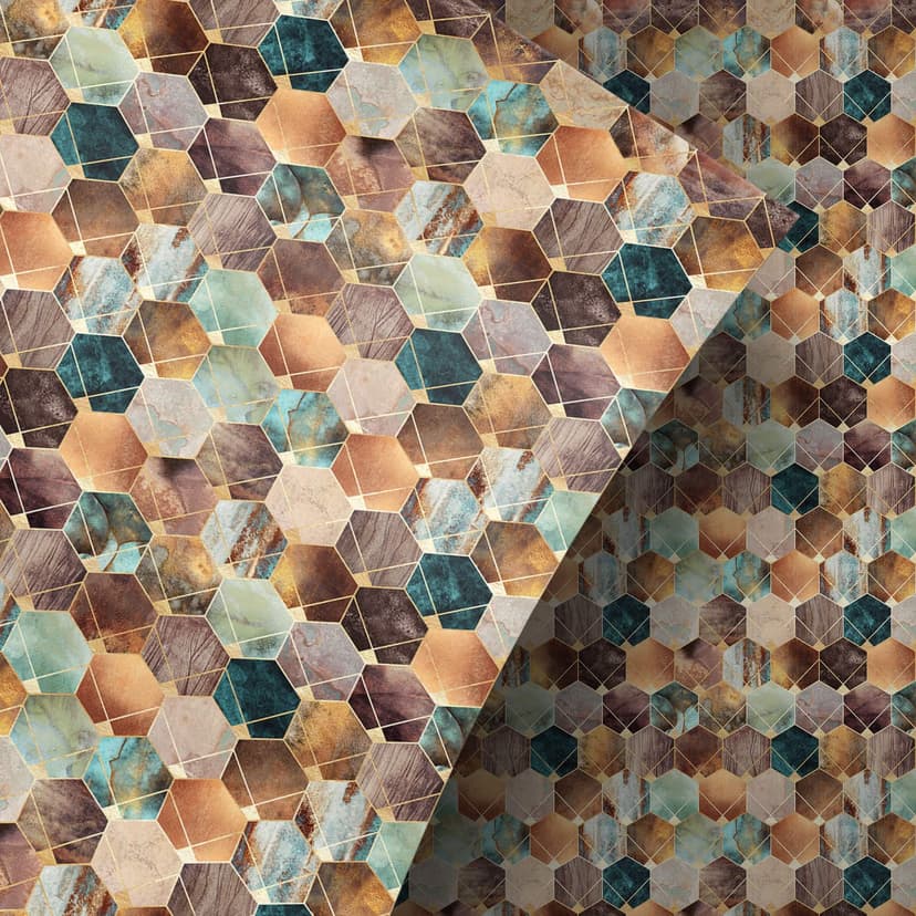 Vinilo adhesivo muebles Fredriksson - Hexágonos: Oro y cobre
