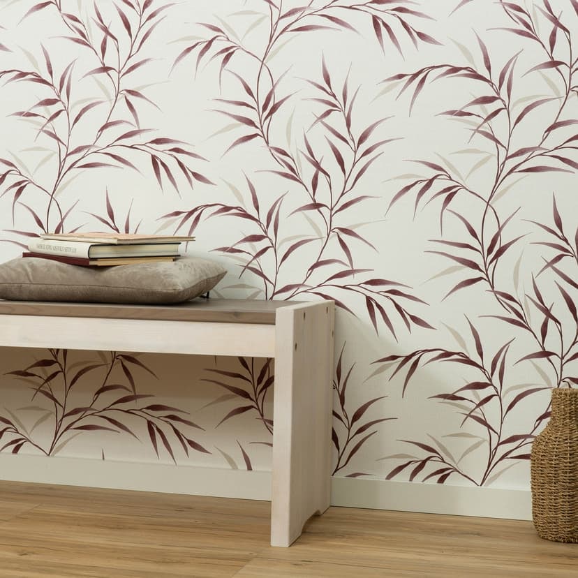 Papel pintado Guido Maria Kretschmer motivo hoja Yamato Fashion para pared 5 rojo