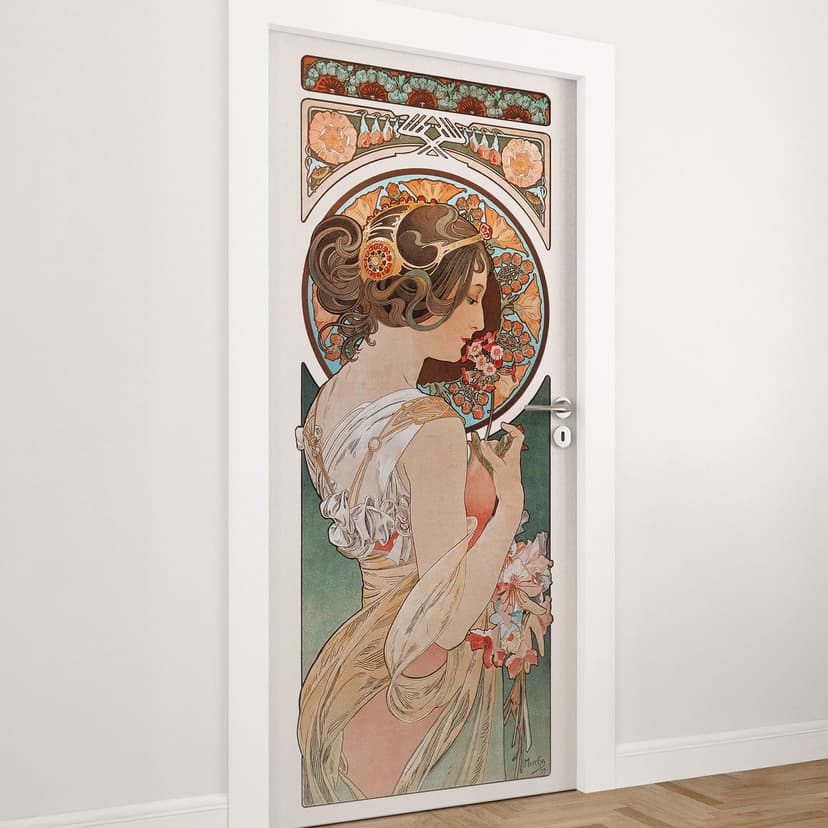 Lámina puerta flor llave - Mucha - Decoración autoadhesiva puerta