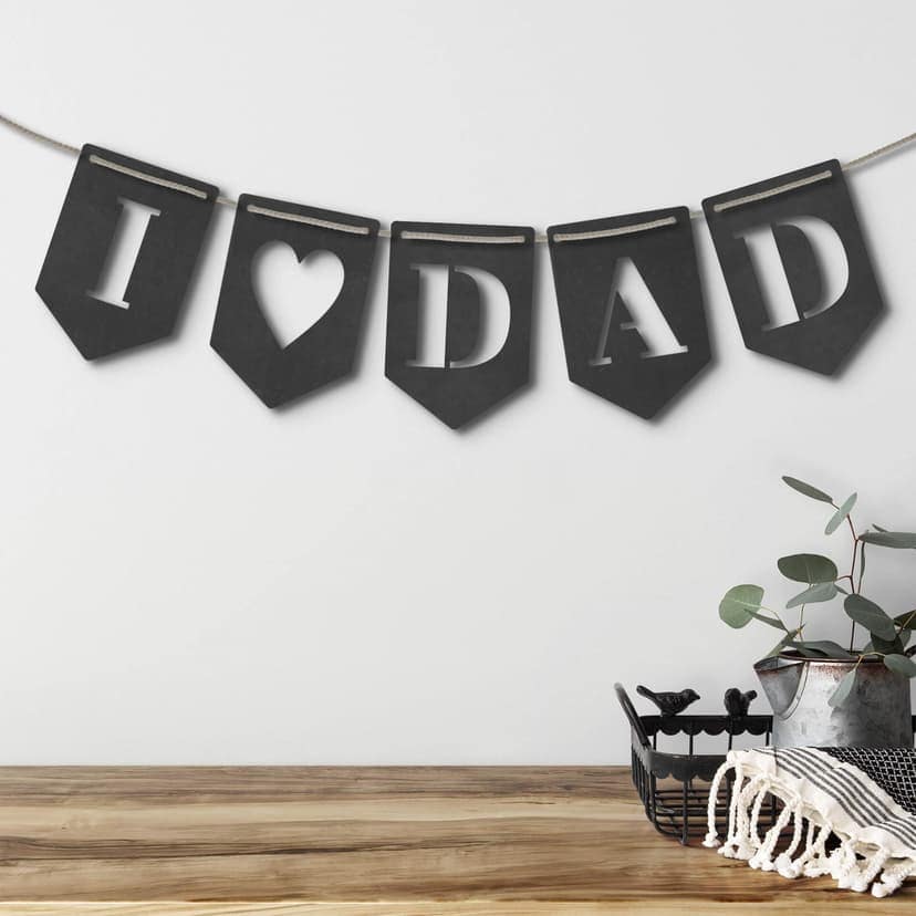 MDF - Decoración en madera - Cadena de banderines I Love Dad (set de 5) incl. cuerda de algodón